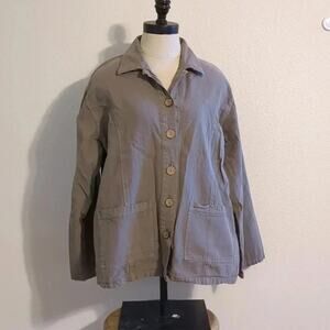 Sea Breeze of California 100% cotton tan button‎ down shirt with pockets L